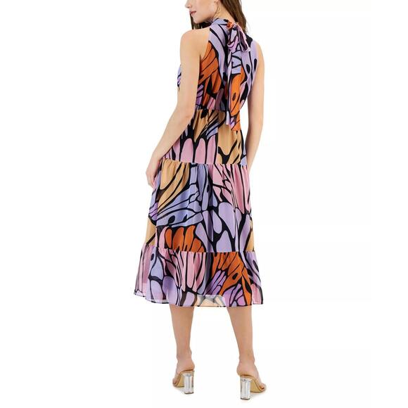 NWT Sam Edelman Women's Butterfly High-Neck Tie-Back Midi Dress Size 4 - Picture 2 of 8